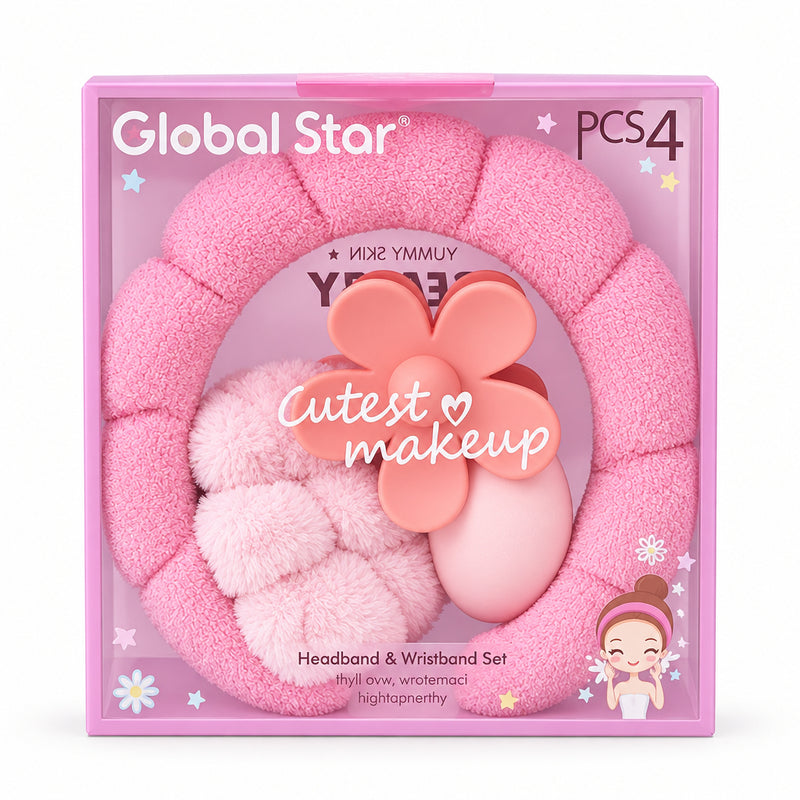 Kit accesorios maquillaje x4 pcs - Rosado