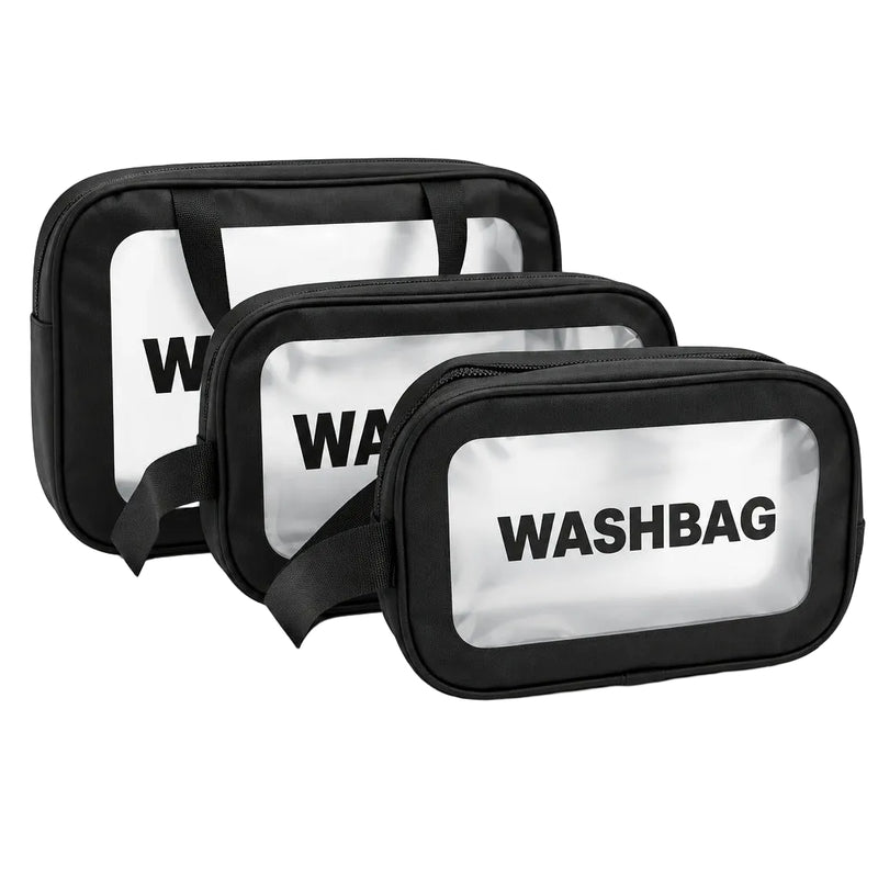 Kit cosmetiquera washbag x3 - Negro