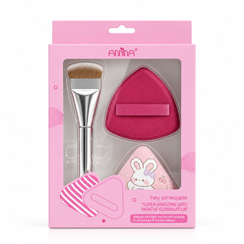Kit brocha base + polveras annina x3 - Fuccia