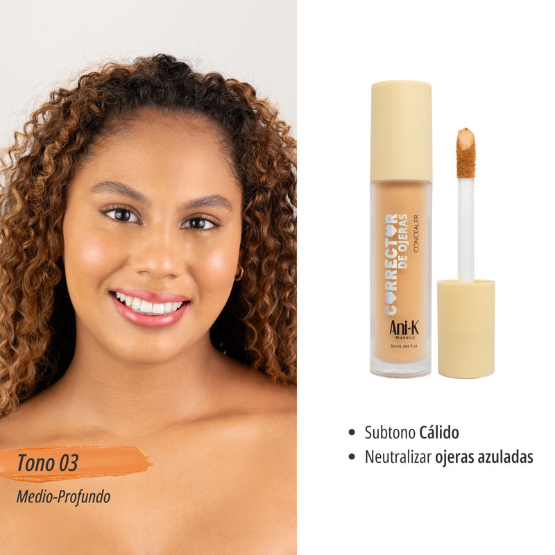 Corrector liquido anik concealer tono 03 honey x9 ml