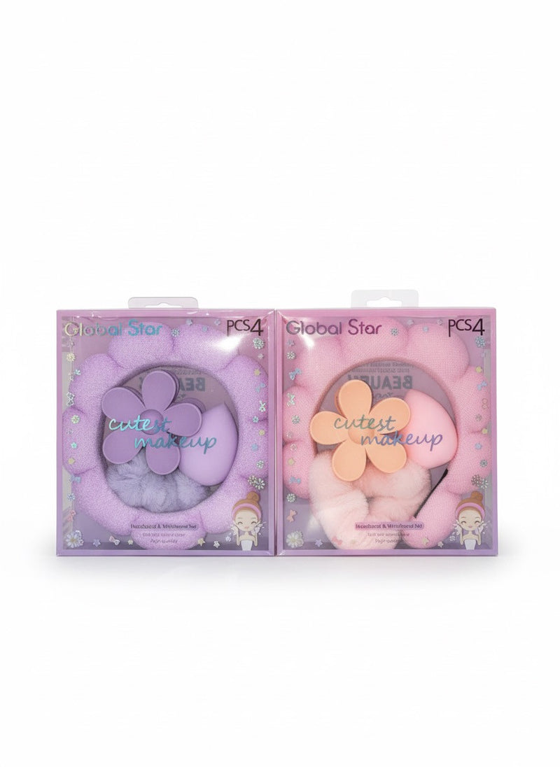 Kit accesorios maquillaje x4 pcs - Rosado