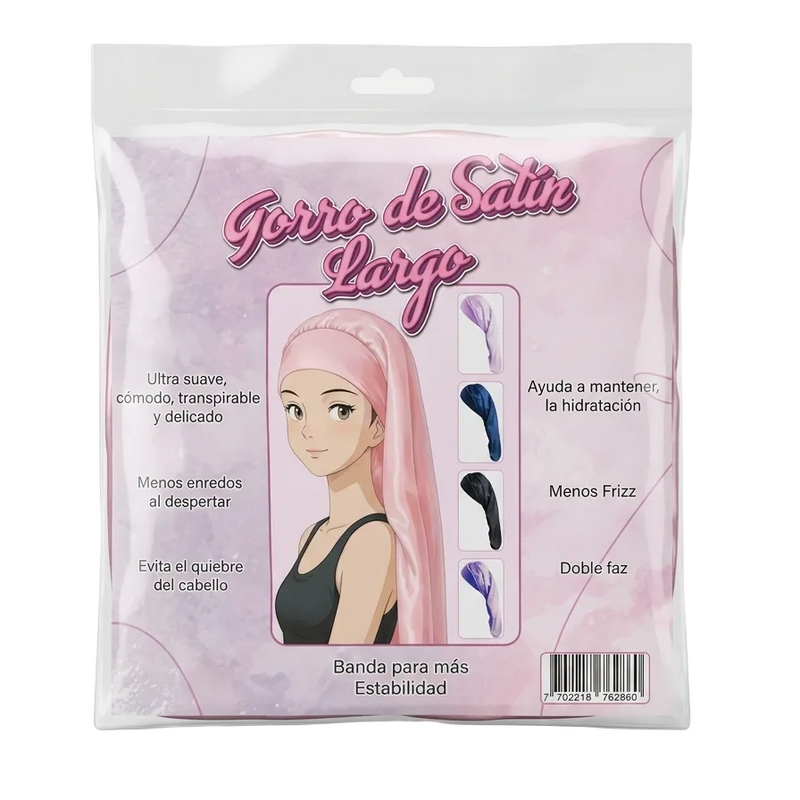 Gorro satin largo - Negro