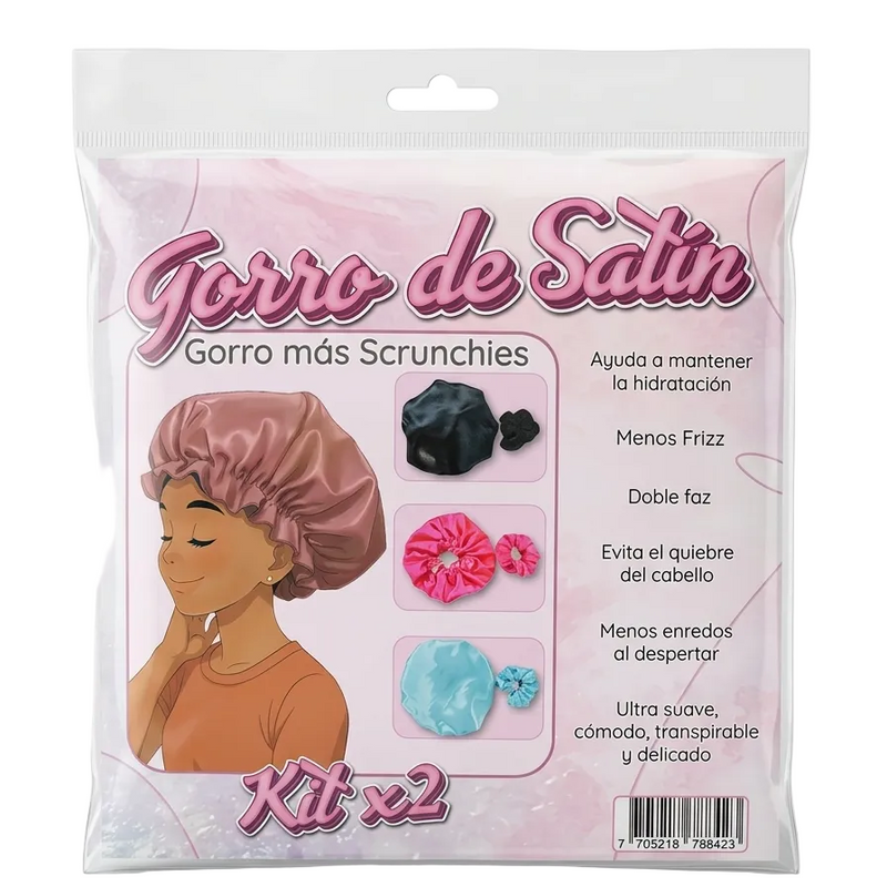 Gorro satin + chulo - Rosa