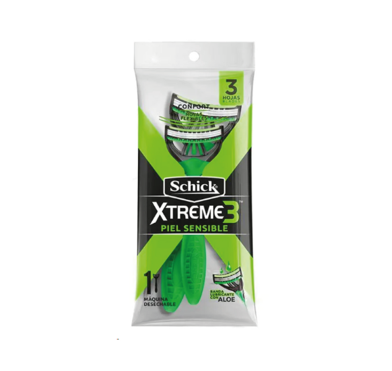 Maquina shick 3 hojas verde