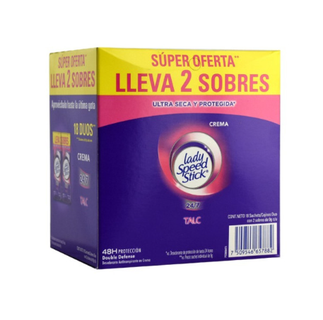 Desodorante lady speed x18 sobre crema x9 g