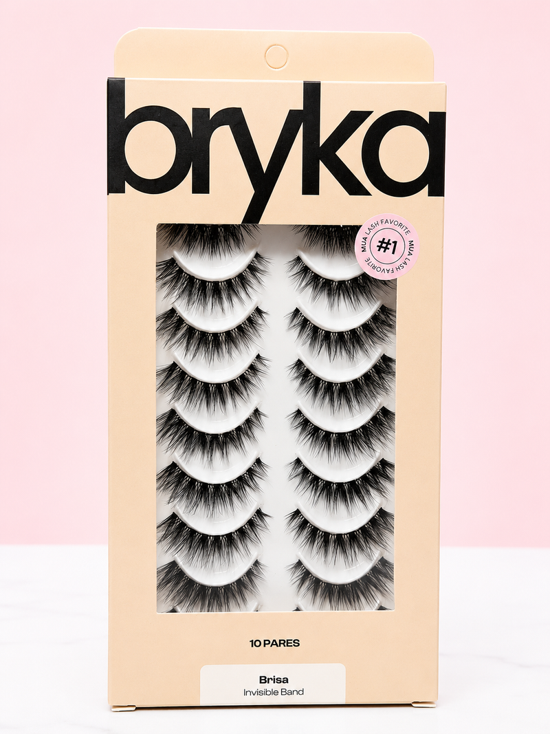 Pestañas foxy wispy con banda transparente ref brisa x10 bryka
