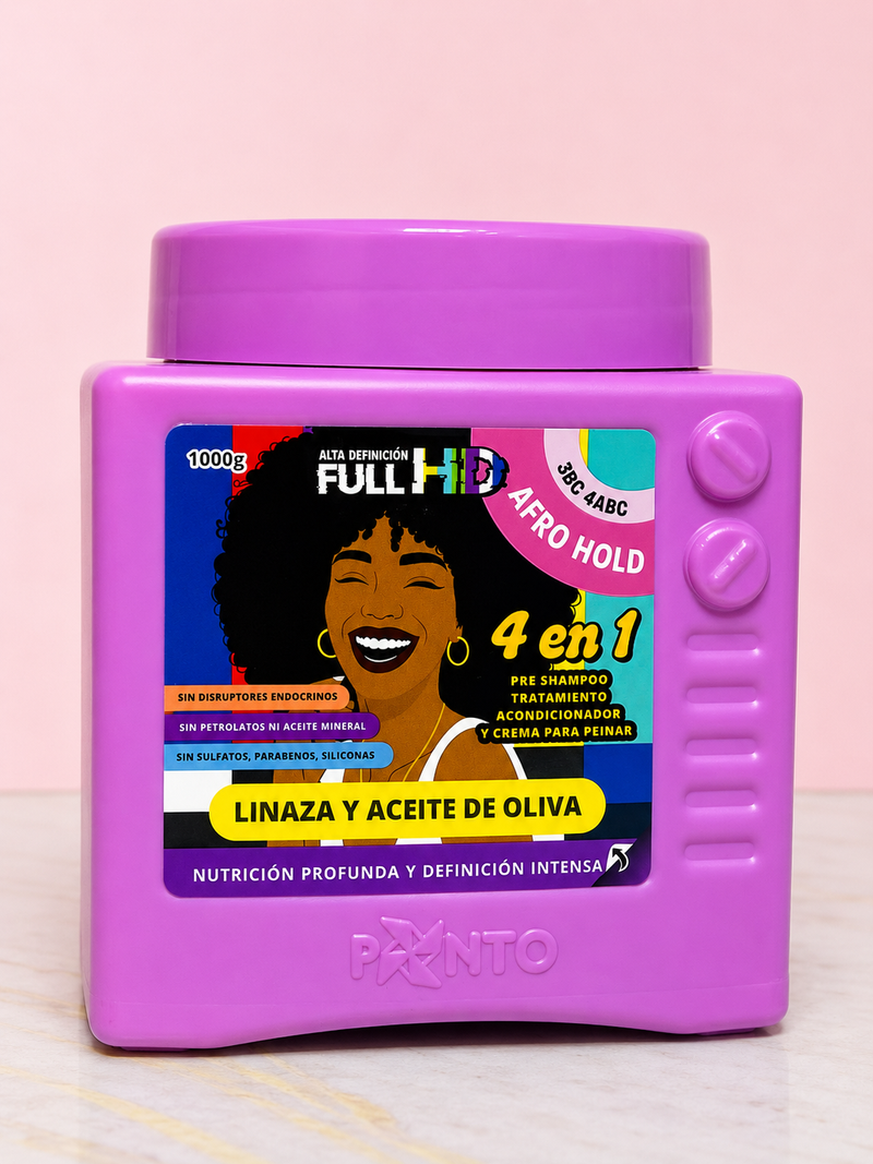 Tratamiento 4 en 1 full hd de linaza y aceite de oliva afro hold