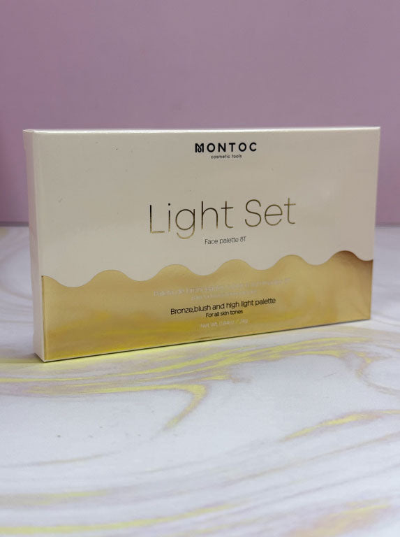 Paleta de bronceador, rubor e iluminador light set